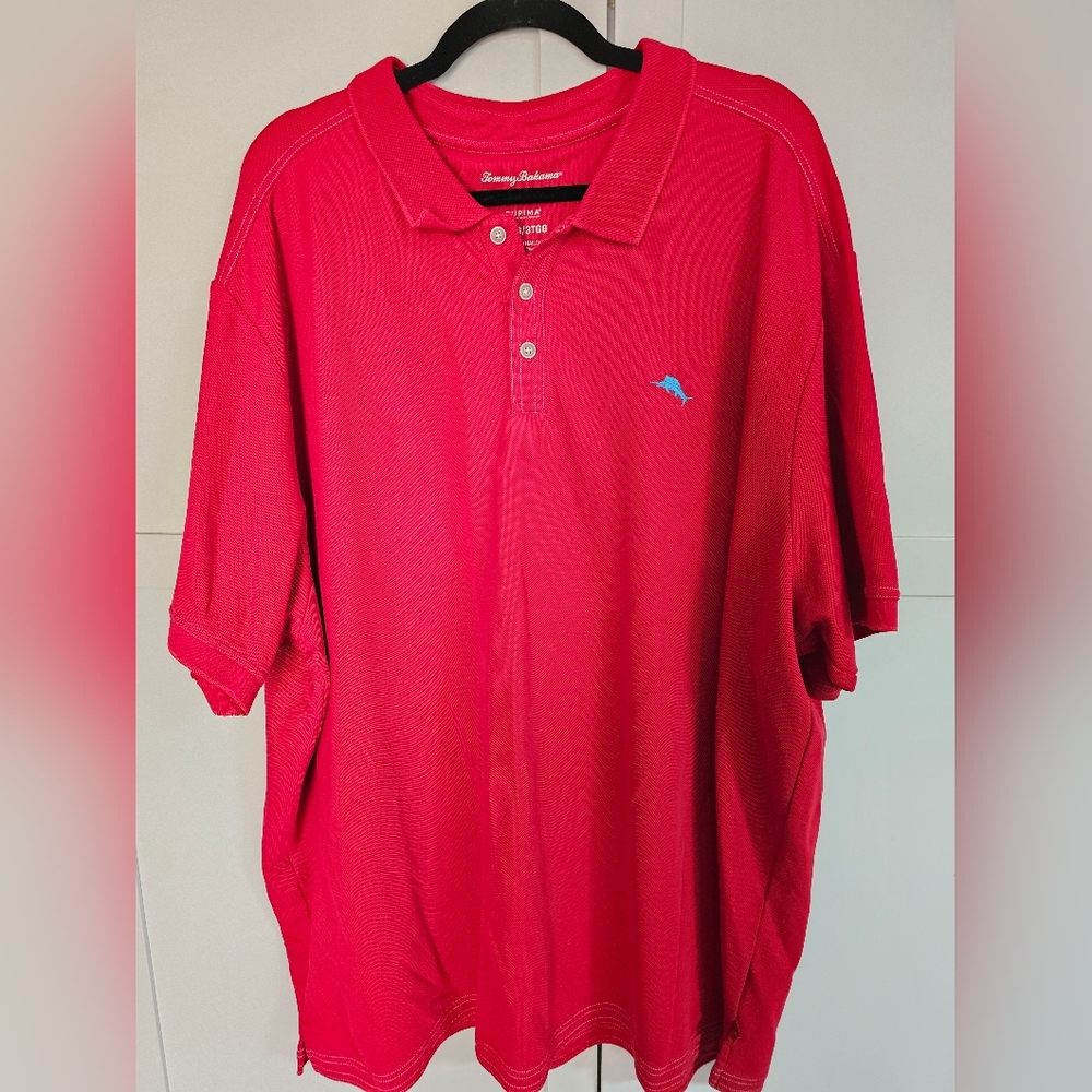 Tommy Bahama Men's 3XL Red Polo Shirt Supima Cotton Blend IslandZone Golf Unworn